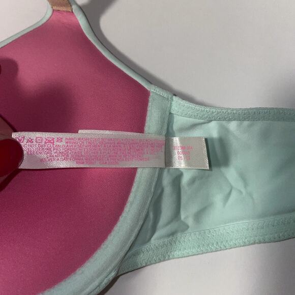 Victoria's Secret PINK Bra Womens 32C Green Mint Front Close Push Up Racerback - Picture 10 of 11